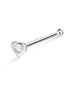 Stone Heart Silver Bone Nose Stud NSKD-140